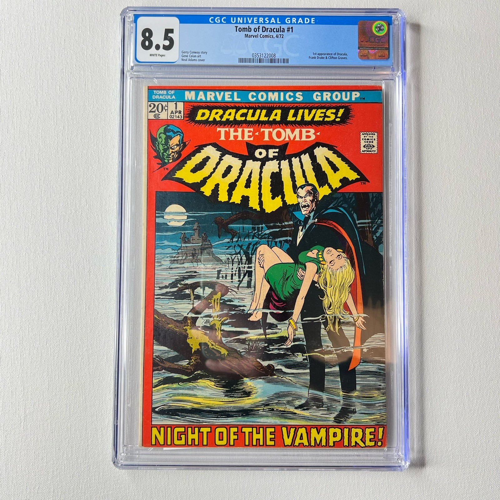 TOMB OF DRACULA 1 CGC 8.5 1972 1ST DRACULA 1972 NEAL ADAMS Bronze Age Key Horror