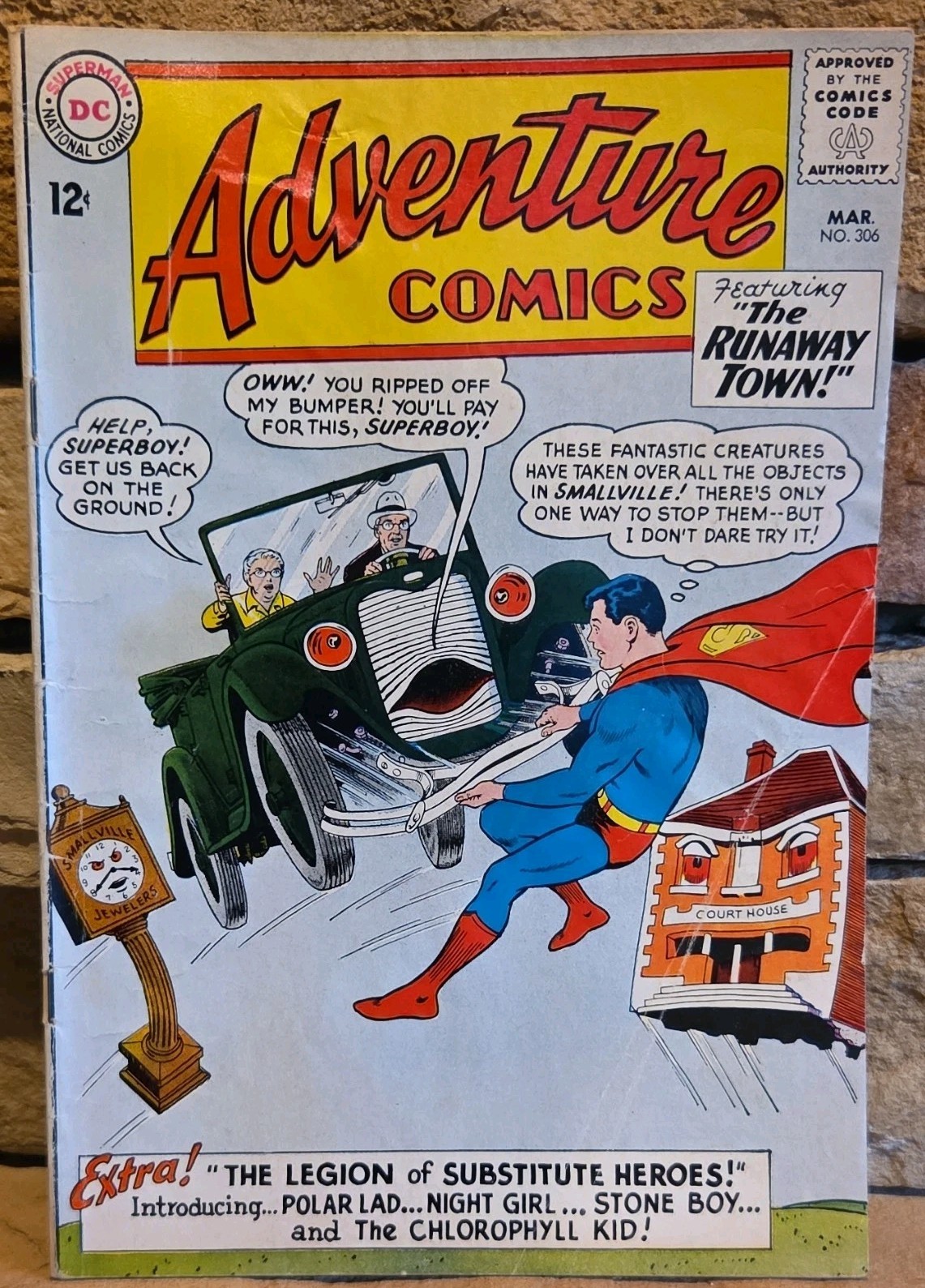 DC Comics Adventure Comics #306 The Runaway Town Superman Superboy Silver Age