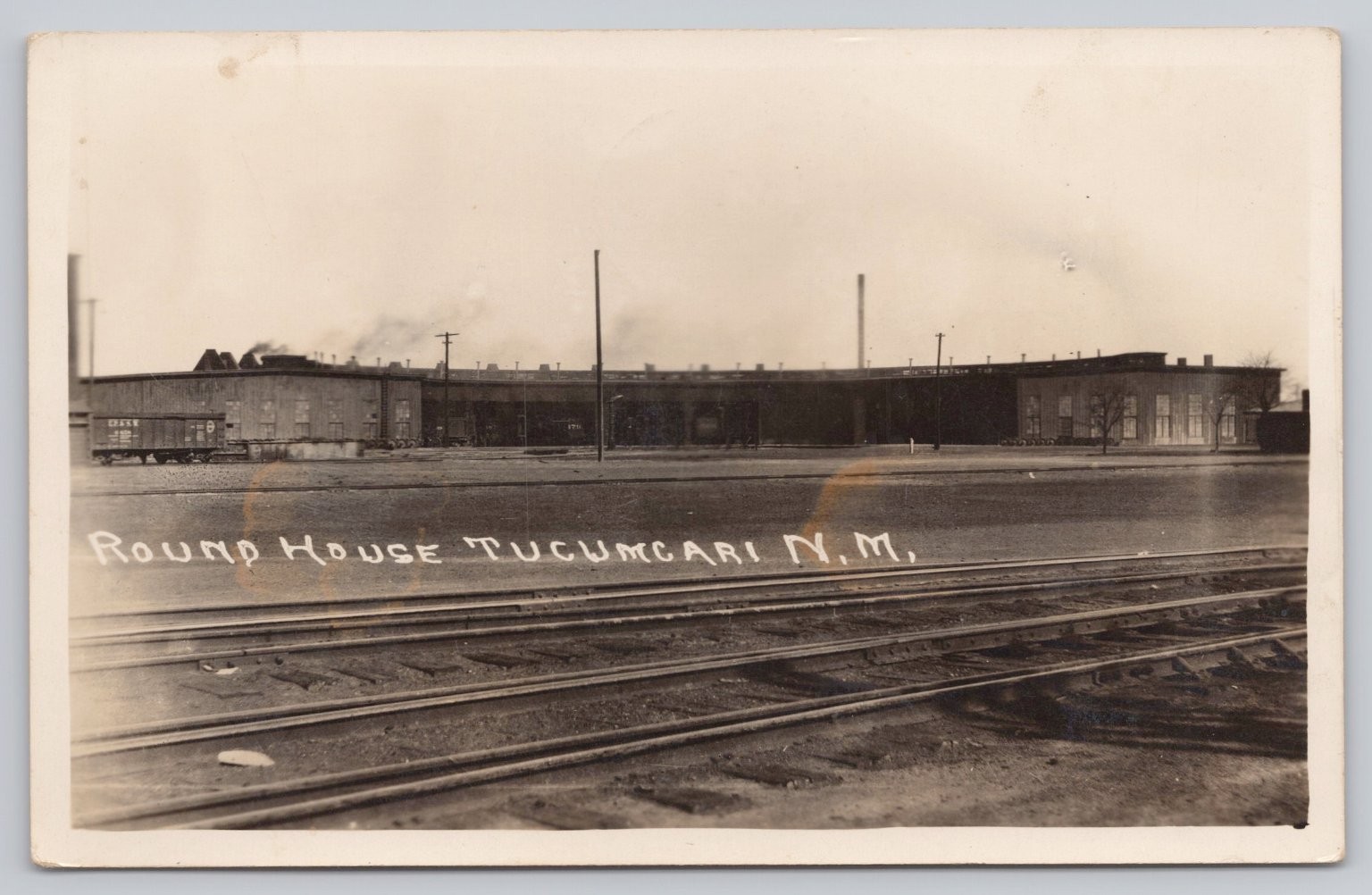 Vintage Real Photo Postcard Round House Tucumcari NM Rail Yard