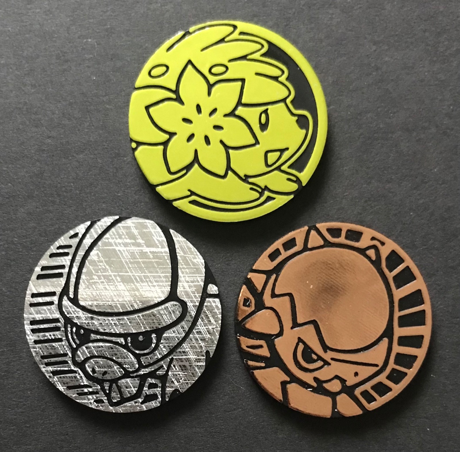 3 X Pokemon Coins Shaymin Cranidos Shieldon Fossil Diamond & Pearl DP Token Coin
