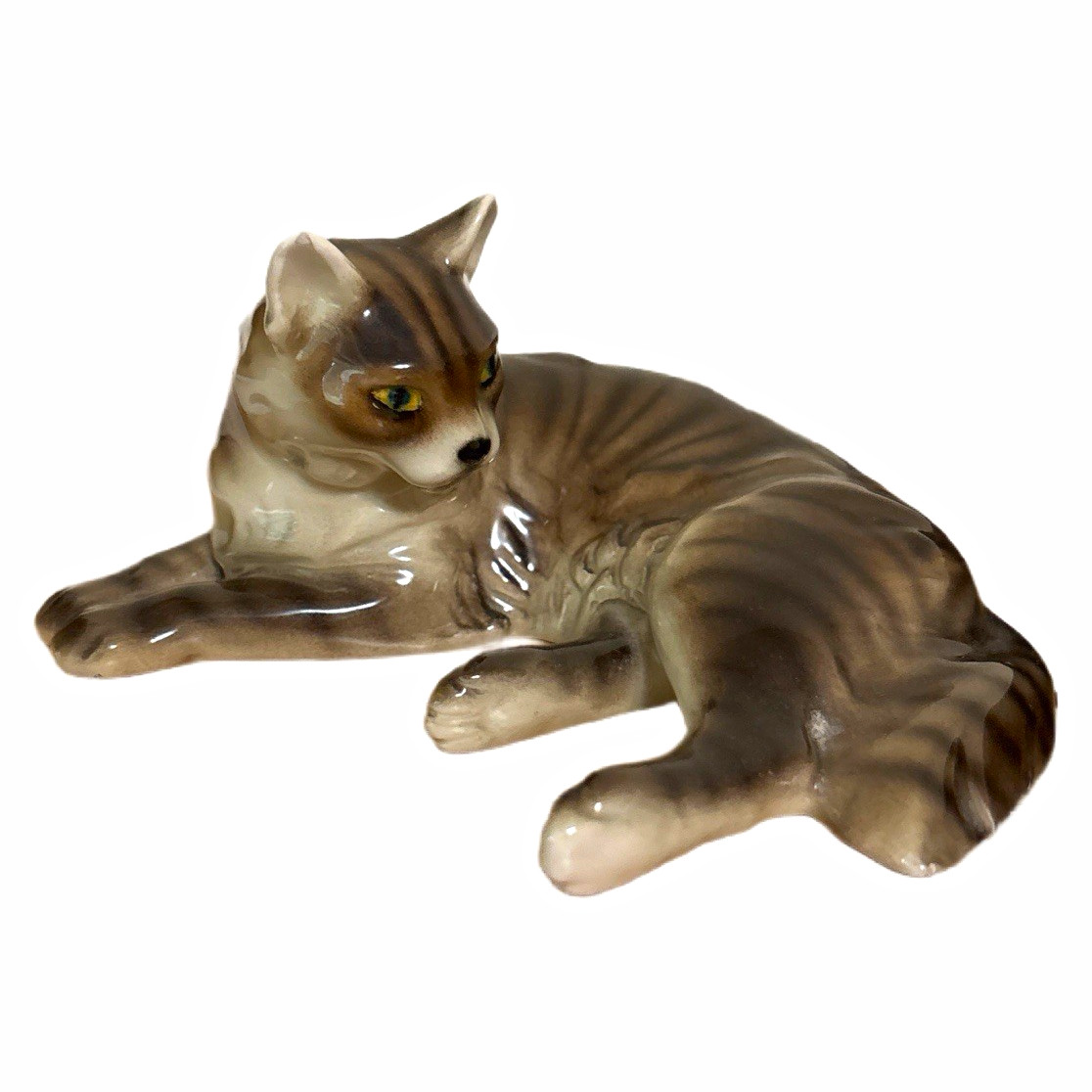 Wien Keramos rare 20th century striped cat figurine made in Austria 