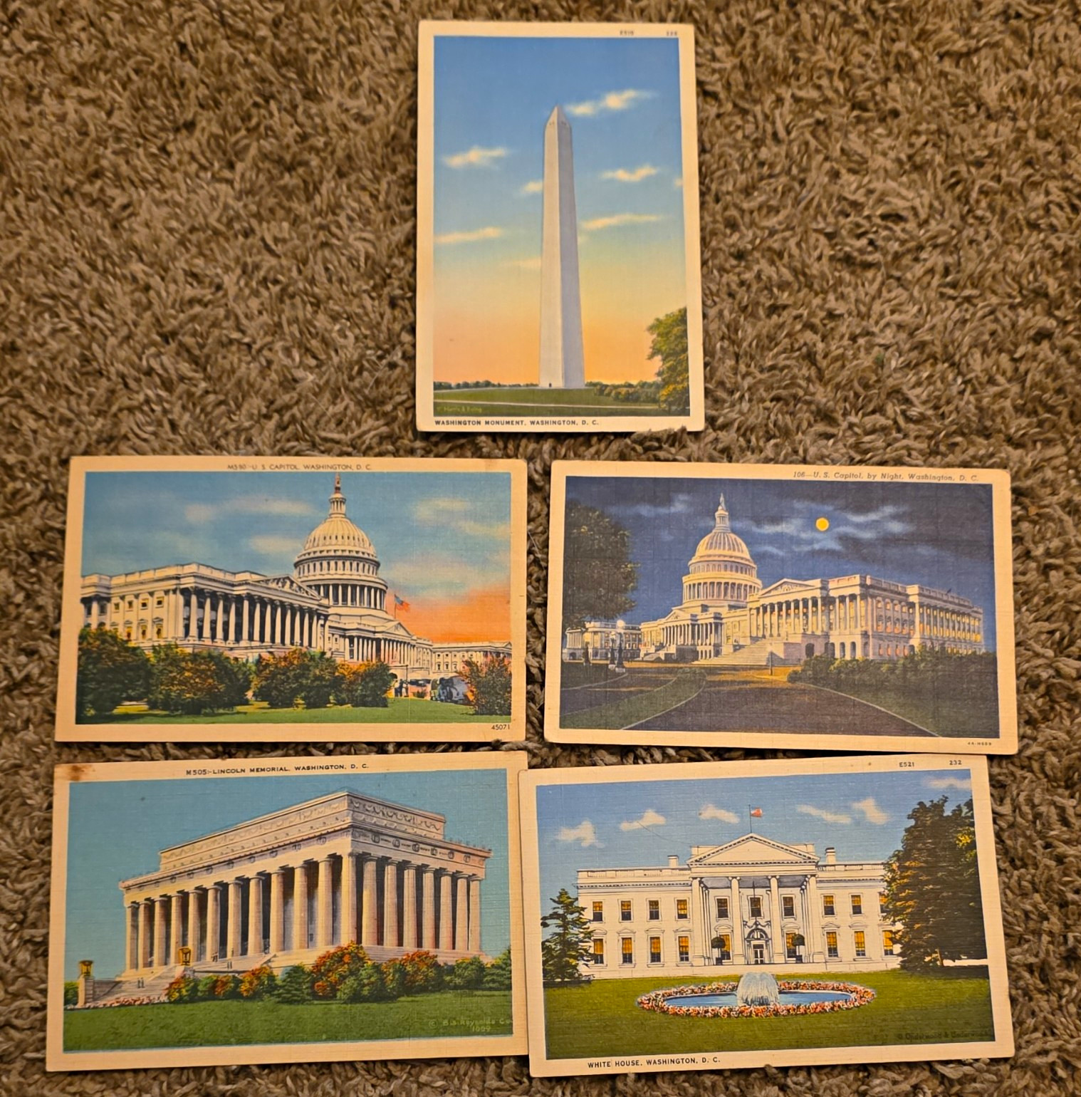 Washington DC Linen Postcard Lot 5 Landmarks Divided Back Unposted 5.5\