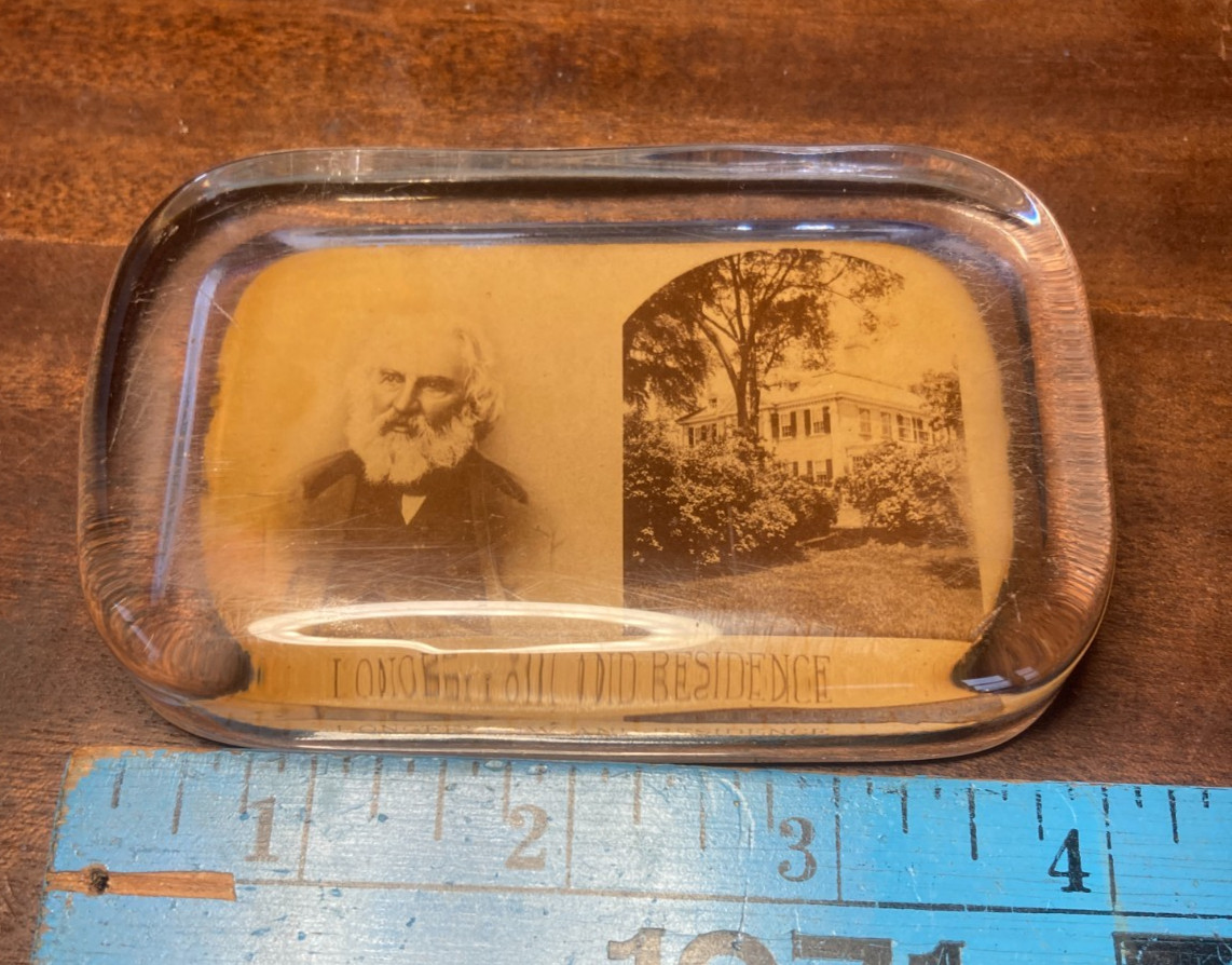 HTF antique paperweight Longfellow and residence