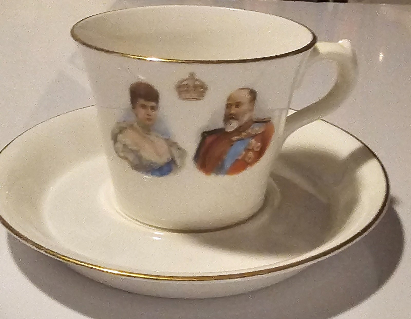 1902 Royal Doulton King Edward VII & Queen Alexandra Coronation Teacup & Saucer 1902 Royal Doulton King Edward VII & Queen Alexandra Coronation Teacup & Saucer