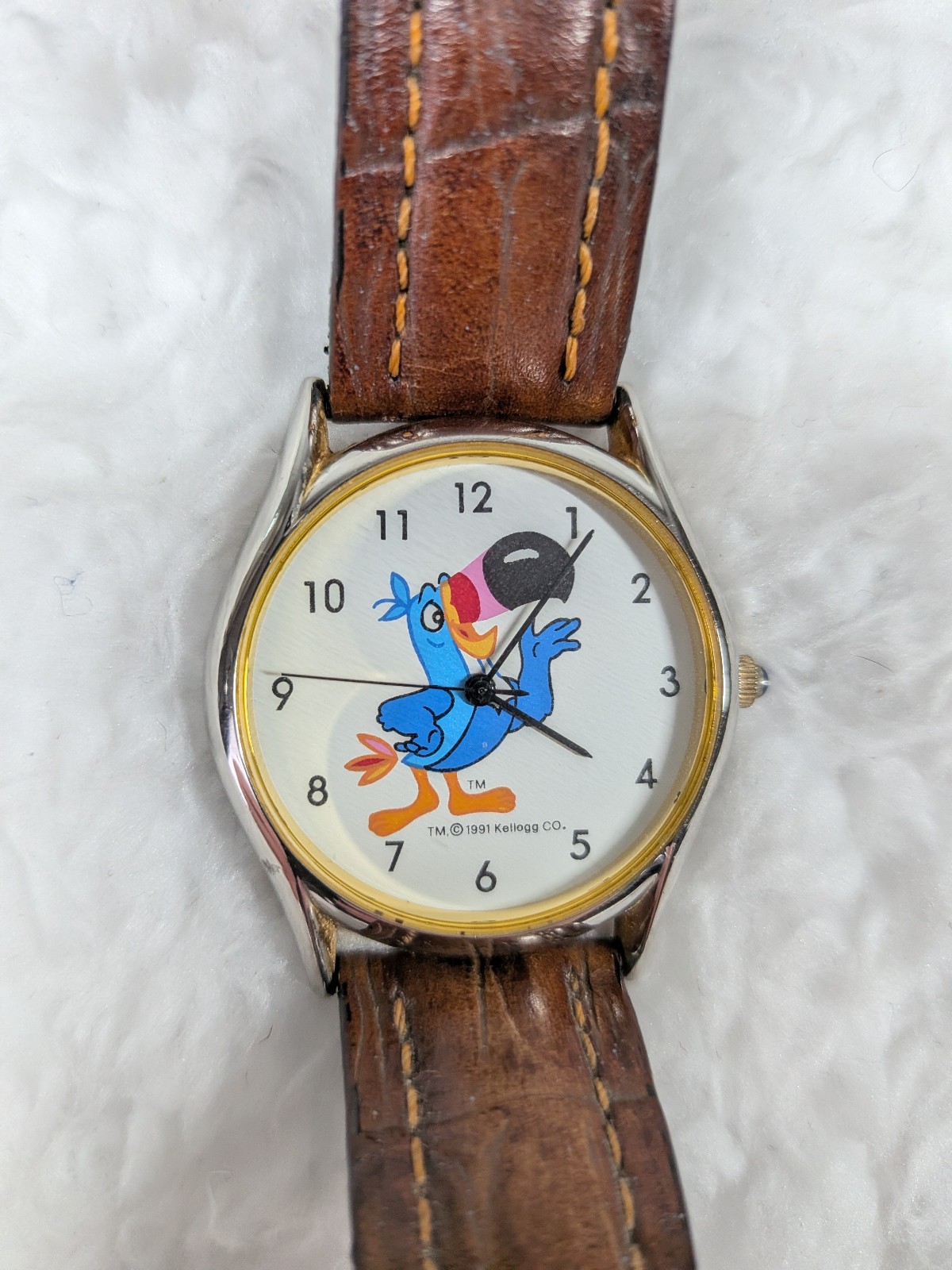 Vintage 1991 Kellogg's Toucan Sam Watch Sasco Inc Froot Loops Leather Band