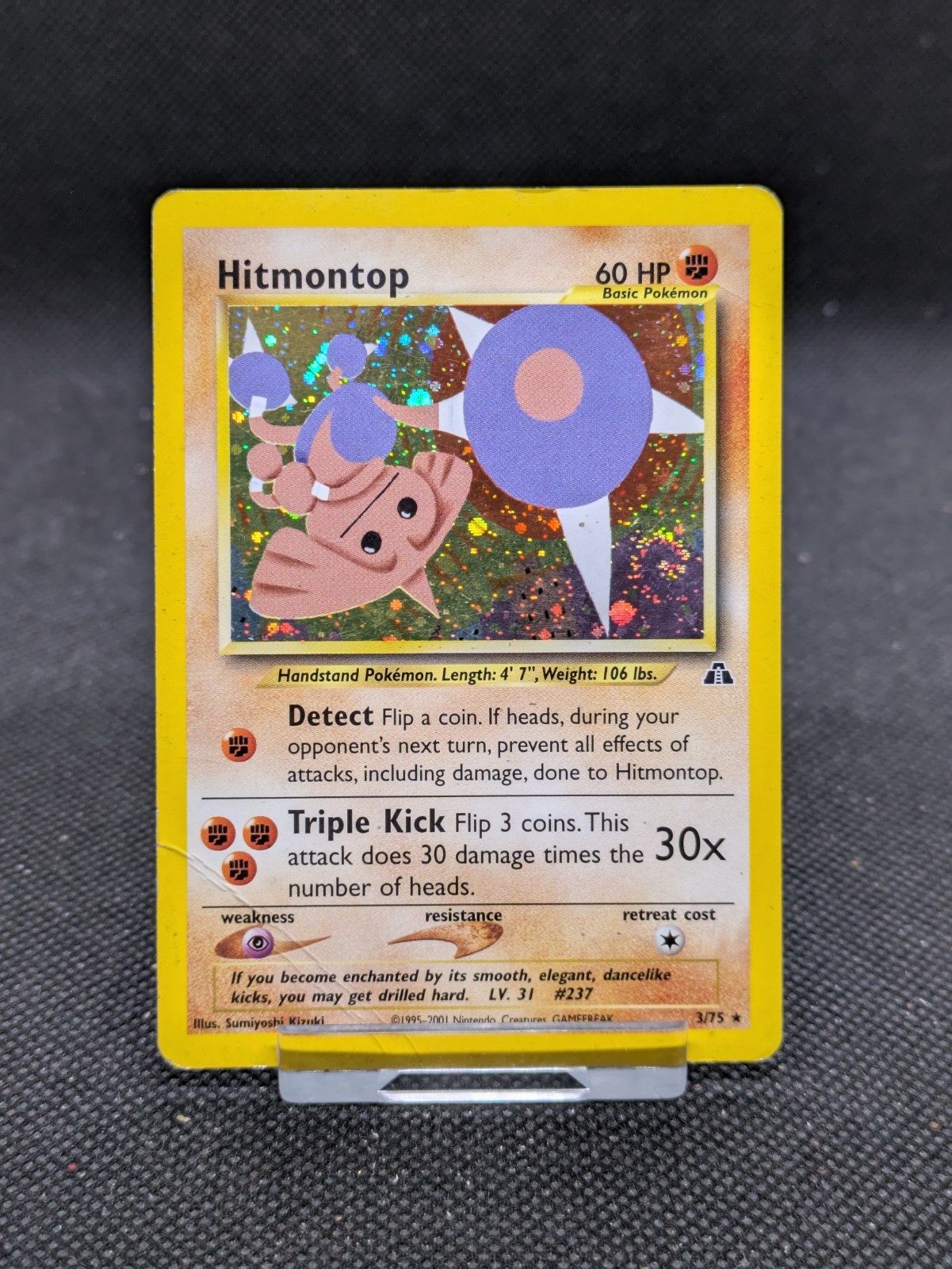 Pokemon Card Hitmontop 3/75 Holo Rare Neo Discovery WOTC Played