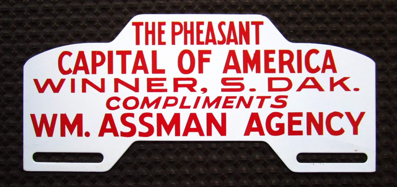 Winner South Dakota / Pheasant Capital of America / Assman Agency License Topper