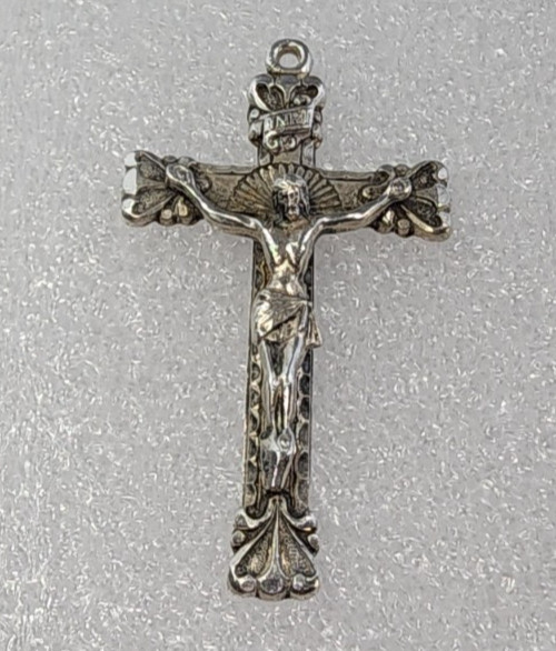 Vintage Creed Sterling Silver Crucifix Cross Pendant 2 