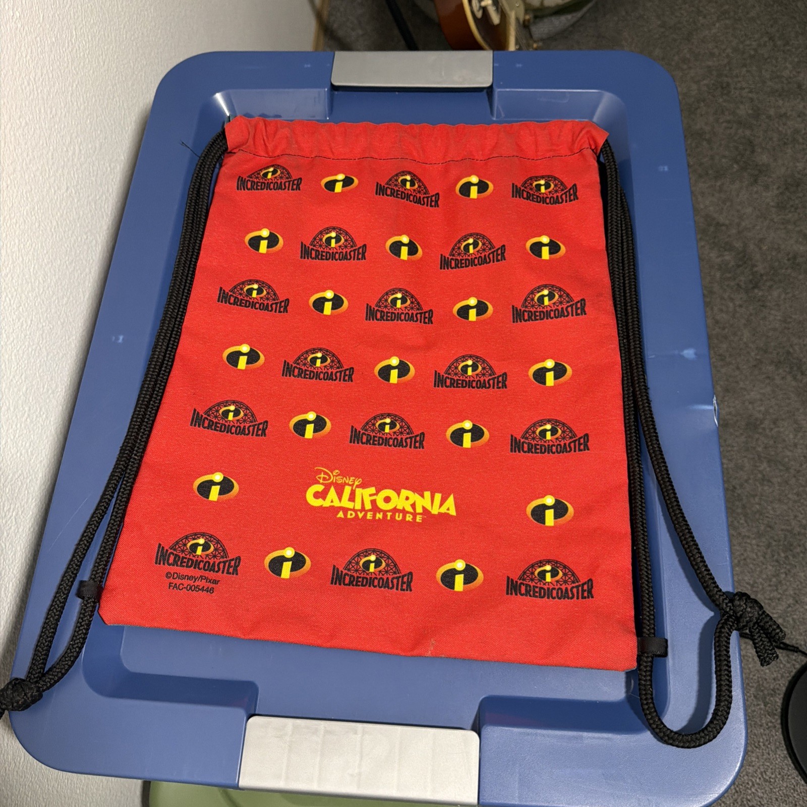 Disney Parks Pixar Pier Incredicoaster The Incredibles Drawstring Bag