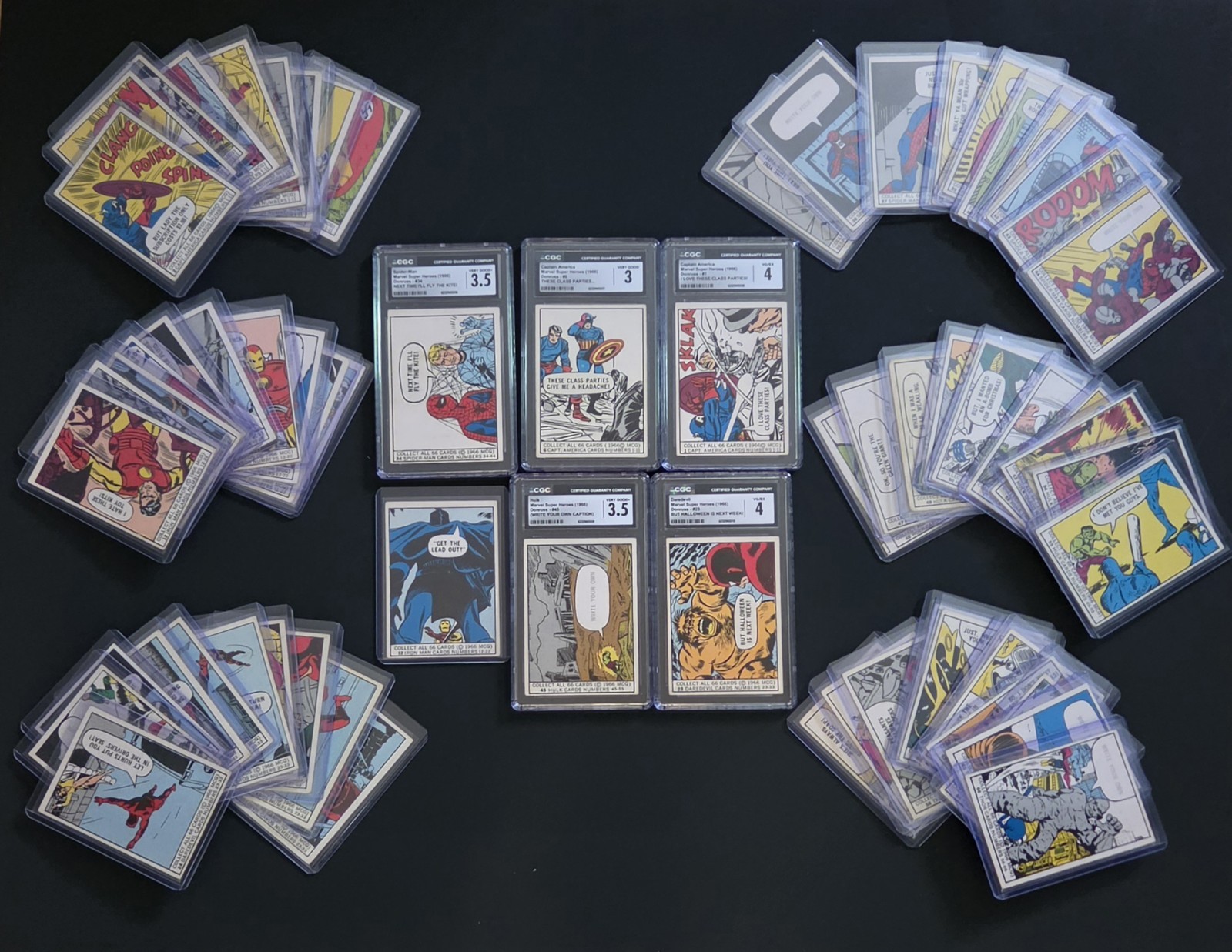 1966 Marvel Super Heroes Donruss Complete 66 Card Set (Spider-Man Rookie #34)