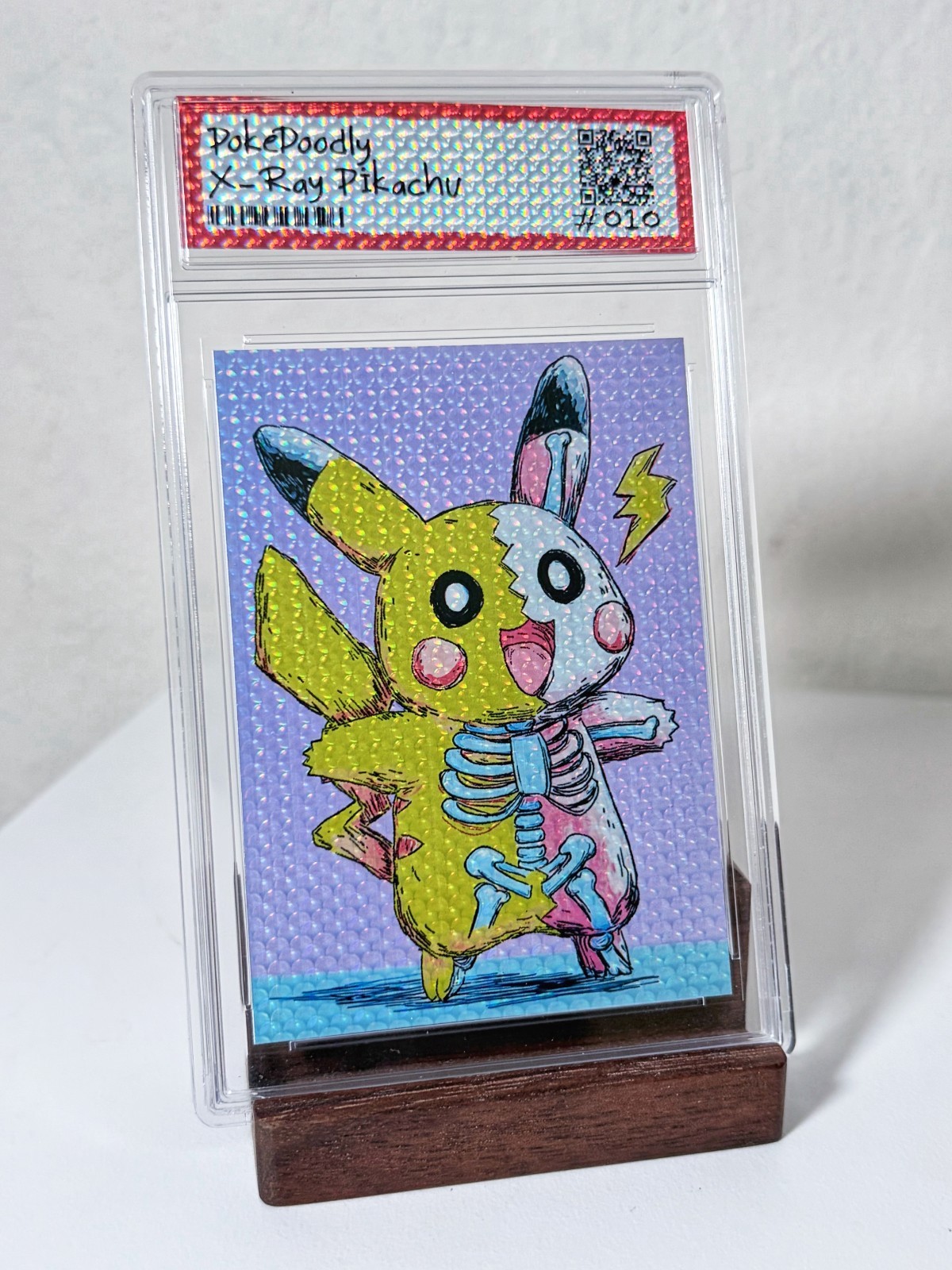 PokeDoodly X-Ray Pikachu 1/1 Custom Art Card Holo Slab #010 Skeleton