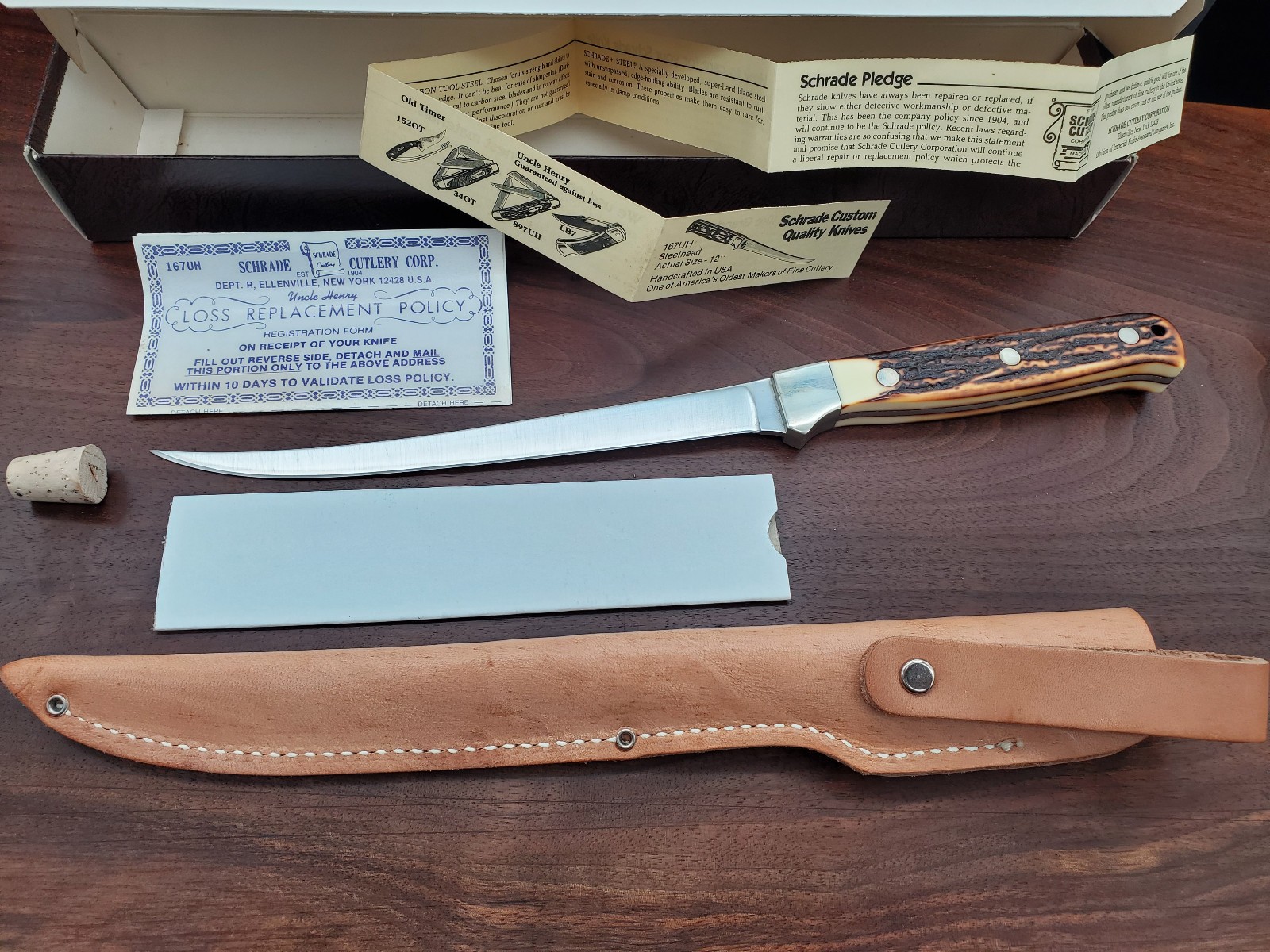 Schrade Uncle Henry 167 UH Fillet Knife. USA. Never Used, Original Box. 167UH