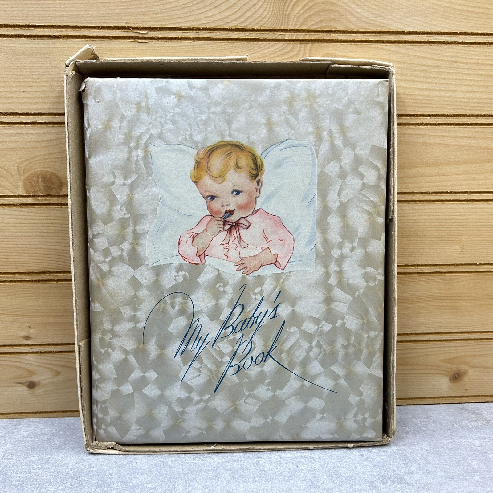 Vintage 1940s My Baby Book Used Padded Hardcover Original Box