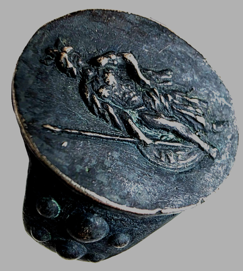 300 BC Ancient Roman Silver Ring Bellona goddess of destructive brutal warfare