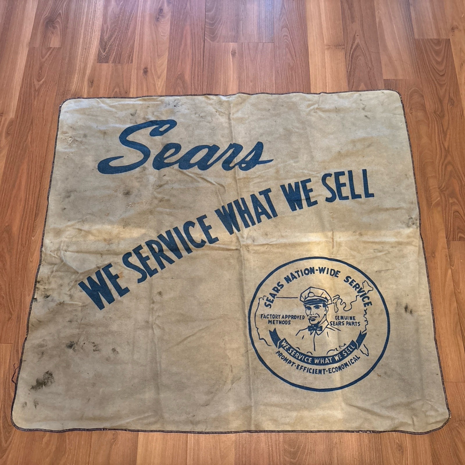 Vtg  Sears Retail Dept Store Cloth Banner 1950s “We Service What We Sell” RARE