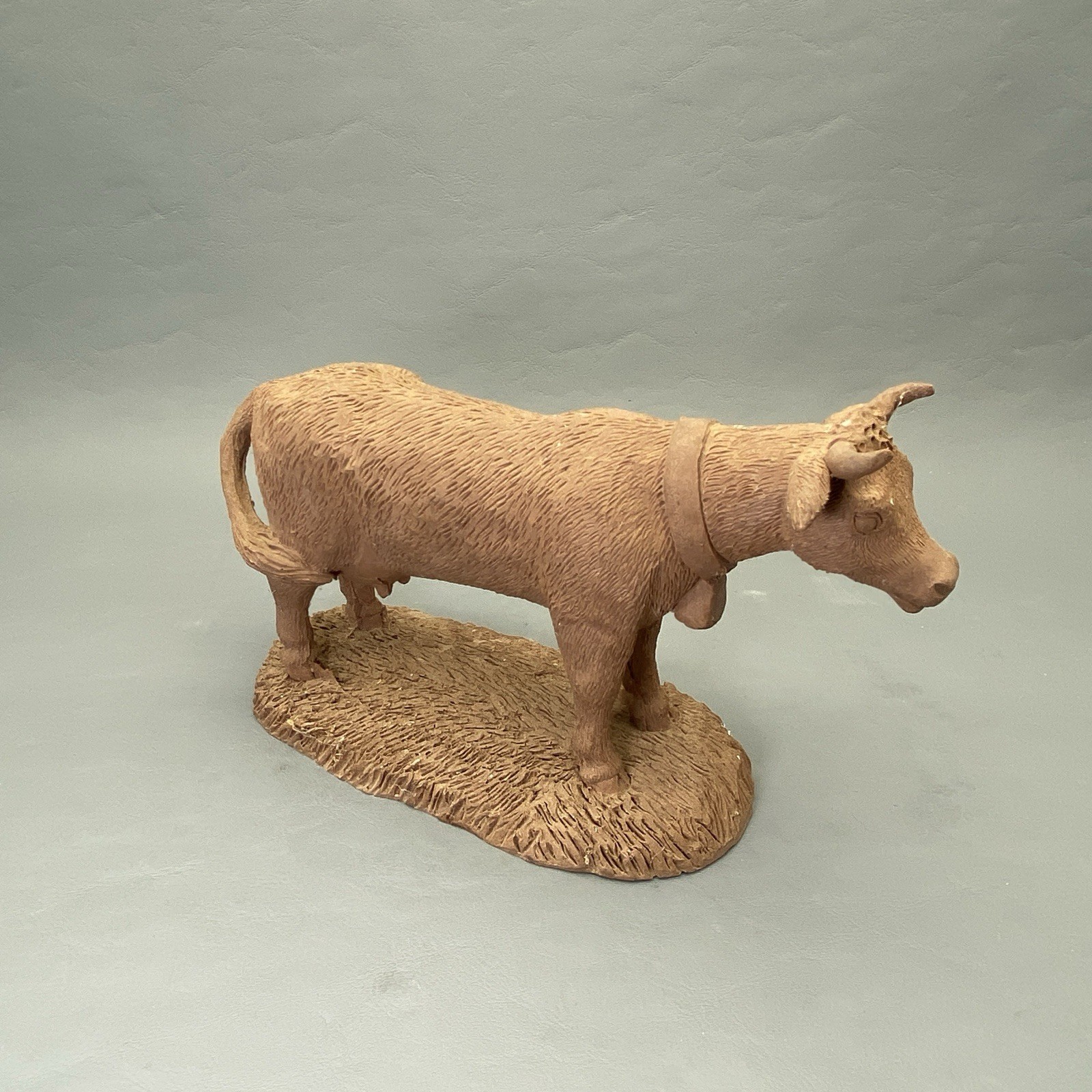 Vintage I.S. Marolin Germany Clay Composition Cow Figurine Nativity 7