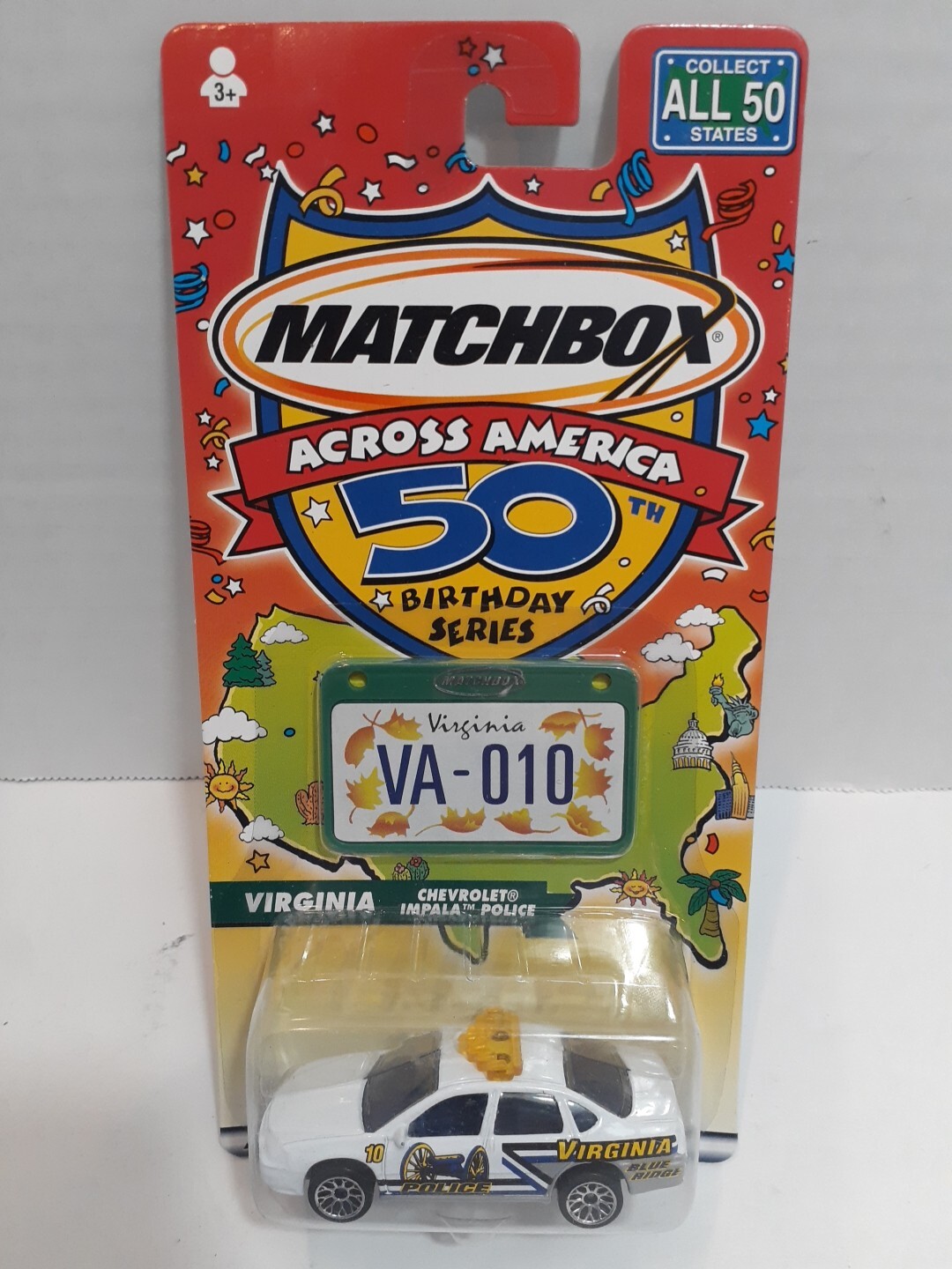 Matchbox Across America Virginia Chevy Impala Police Car 50th Birthday Series B1