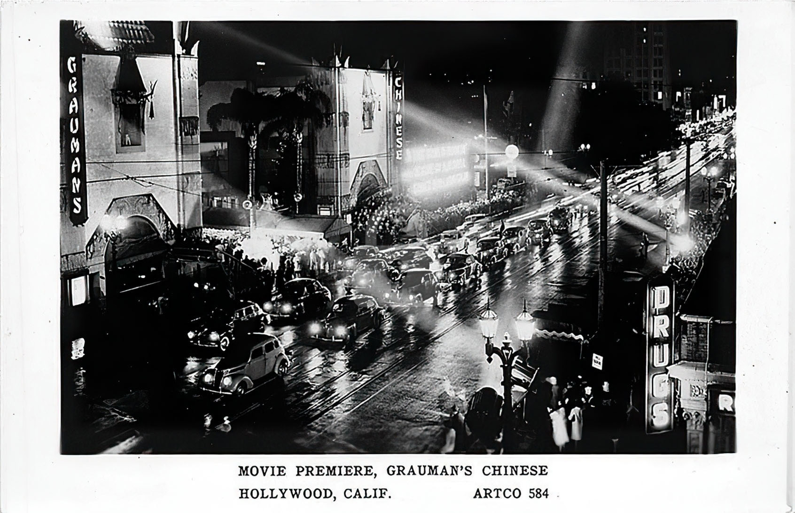 Hollywood CA California Movie Premiere, Grauman's Chinese RPPC Postcard Copy