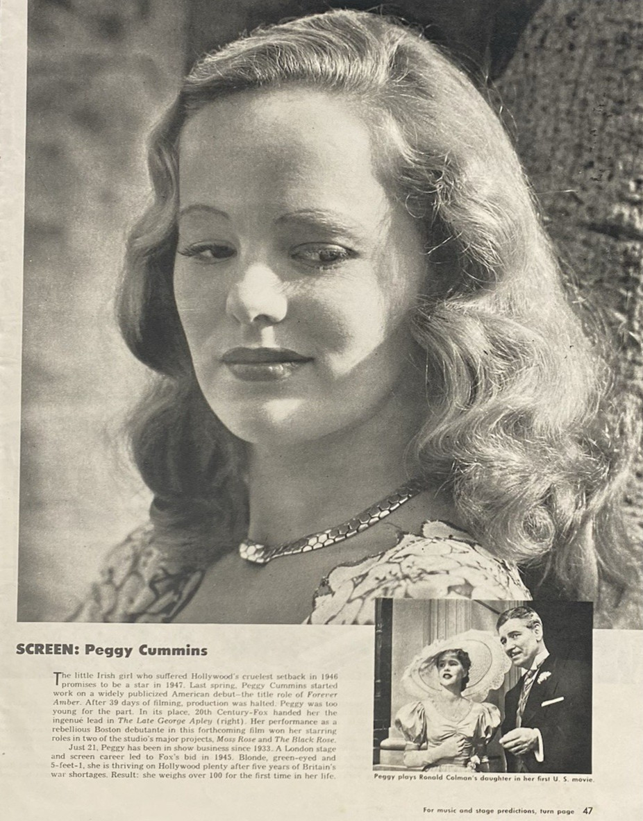 Look Magazine Jan. \'47 Selects Newcomers for stardom Picture Print Peggy Cummins