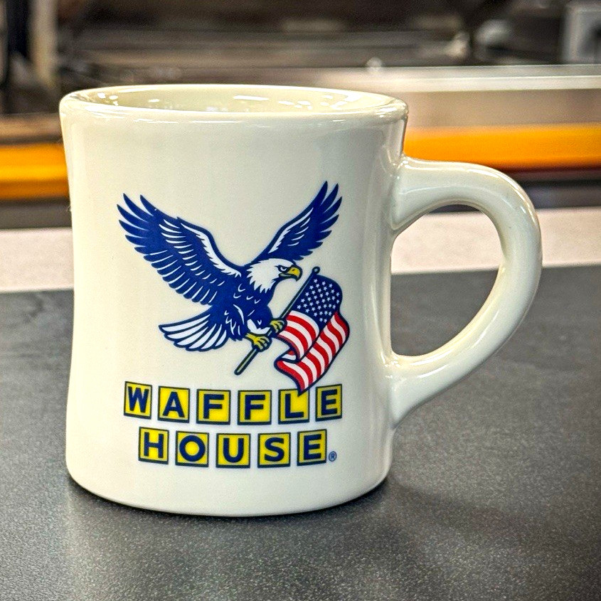 Waffle House Since 1955 Eagle & American Flag White Advertising Coffee Mug