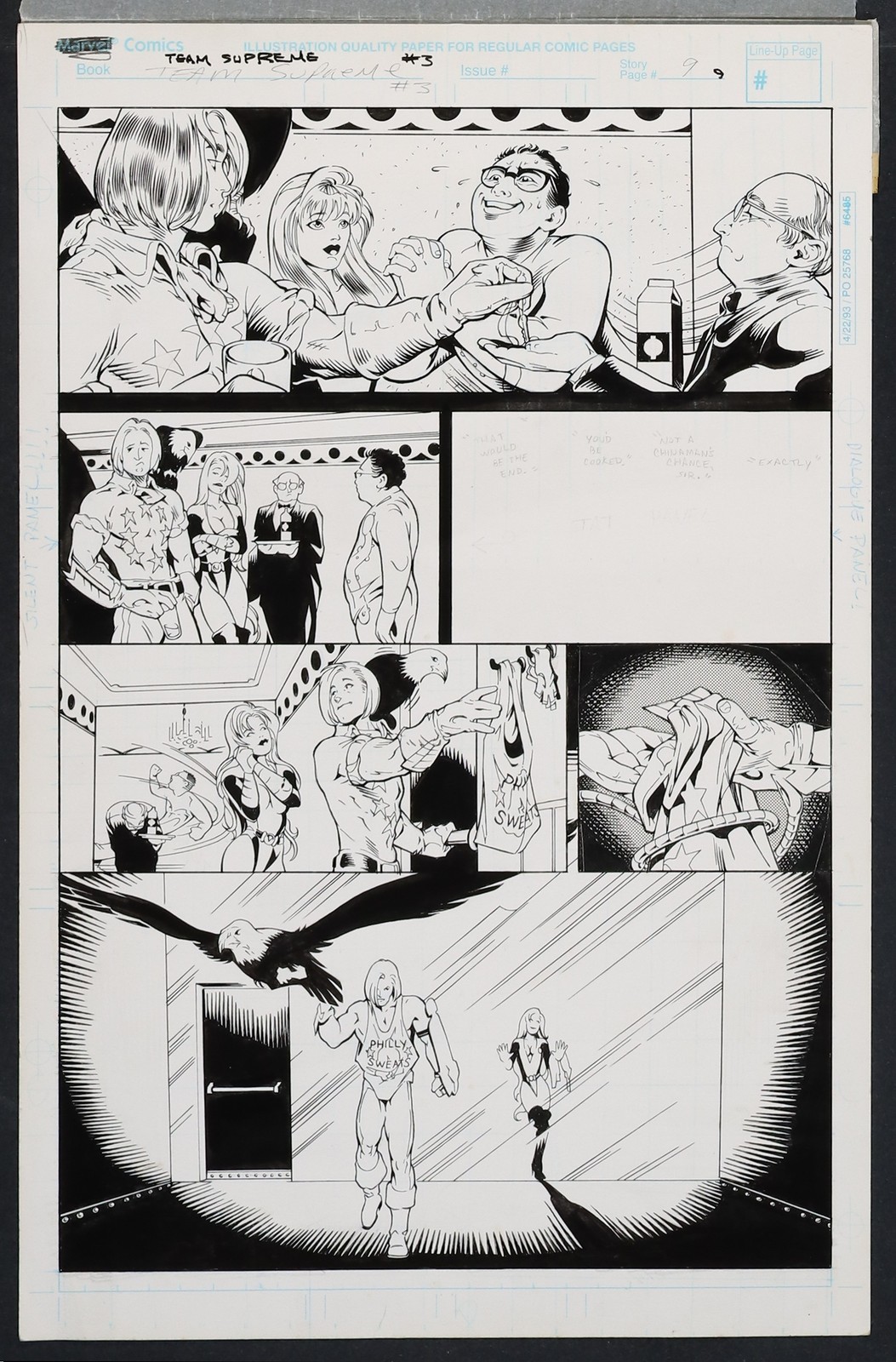 Original Art Penthouse Comix #10 (1995) Team Supreme Story Page 9 Mays/Lipka