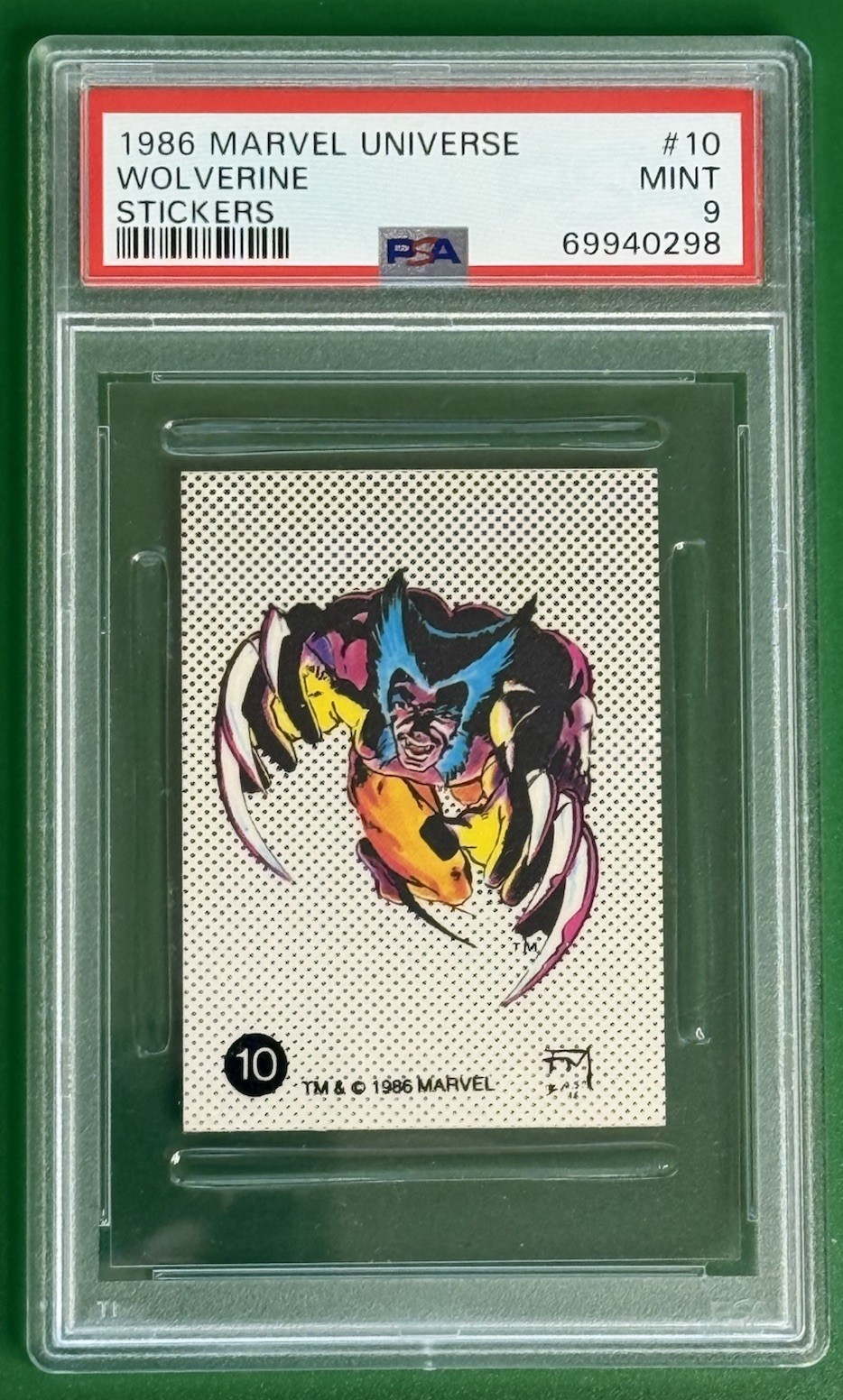 1986 Marvel Universe #10 Wolverine X-Men Stickers Rare PSA 9 MINT