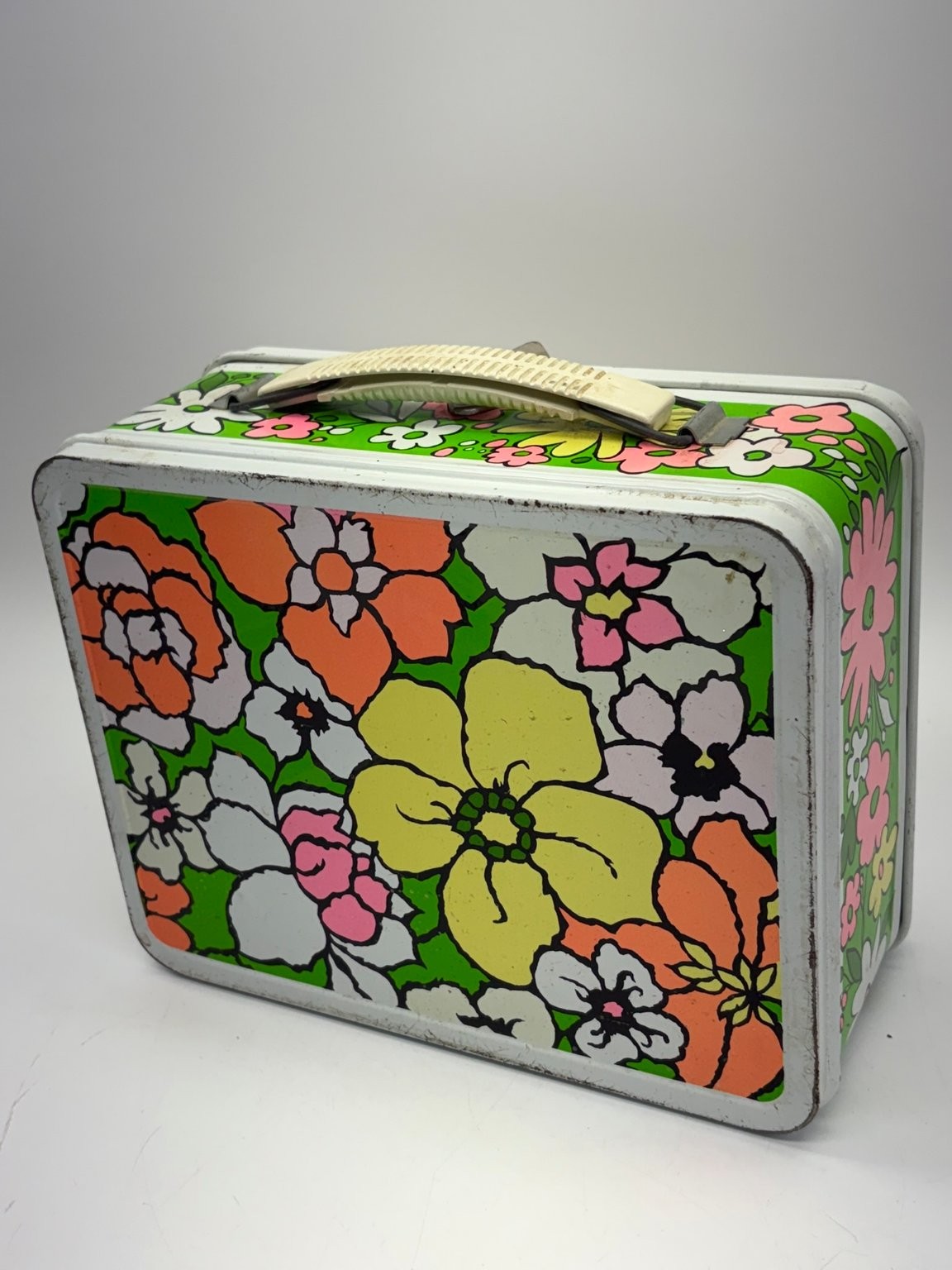 Vintage 1970s Ohio Art Floral Metal Lunchbox Flower Power Retro Decor