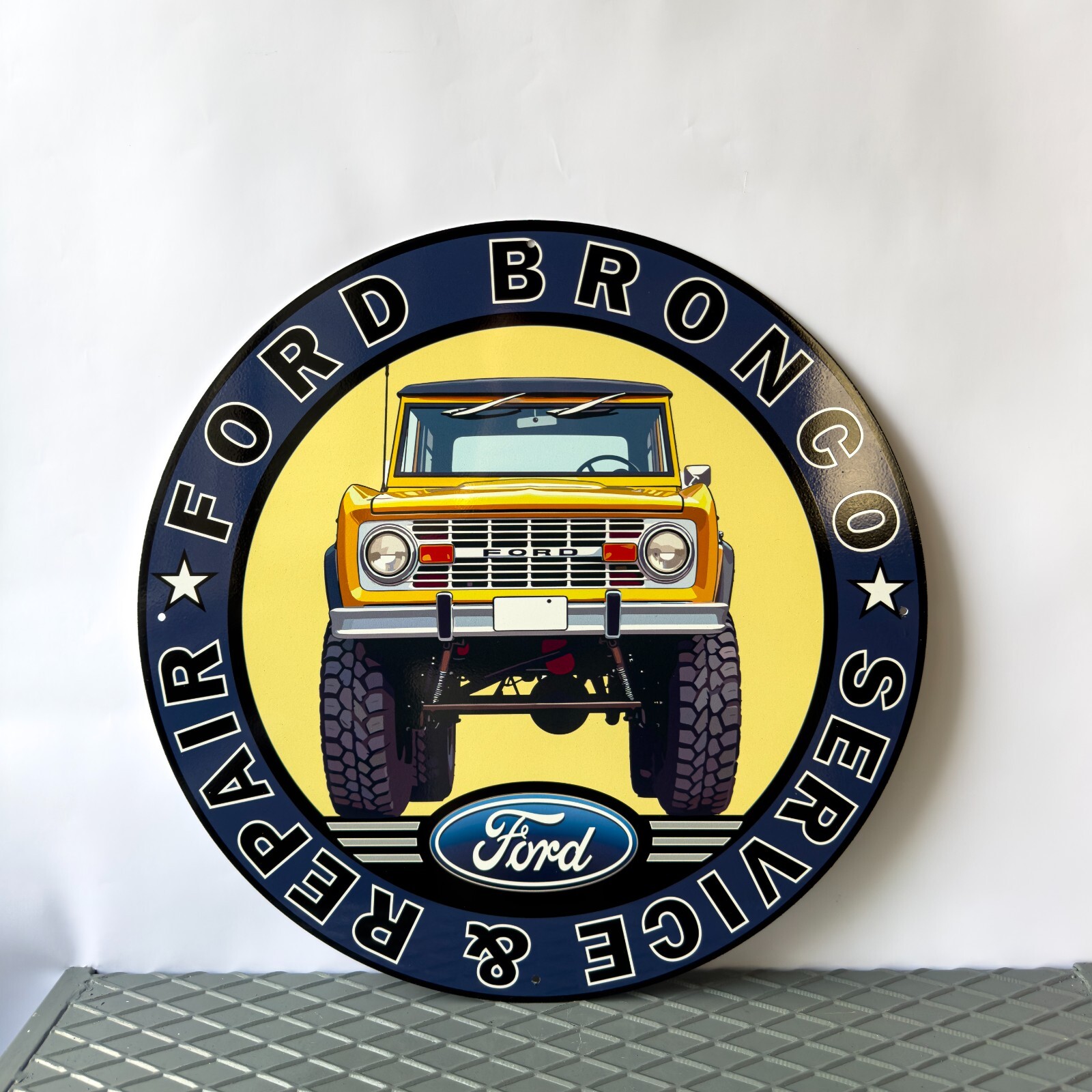 Ford Bronco Sign - BRONCO SERVICE & REPAIR - AUTO SİGN - VİNTAGE-  19.7