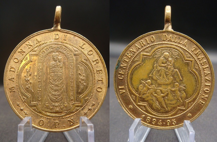 Antique 1894 Our Lady of Loreto Medal Holy House Translation Centenary Pendant