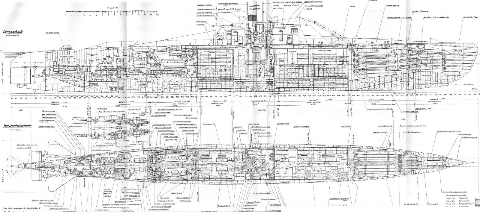 U-BOAT TYPE XXI GERMAN SUBMARINE DETAILED PLAN KRIEGSMARINE UNTERSEEBOOT 1944