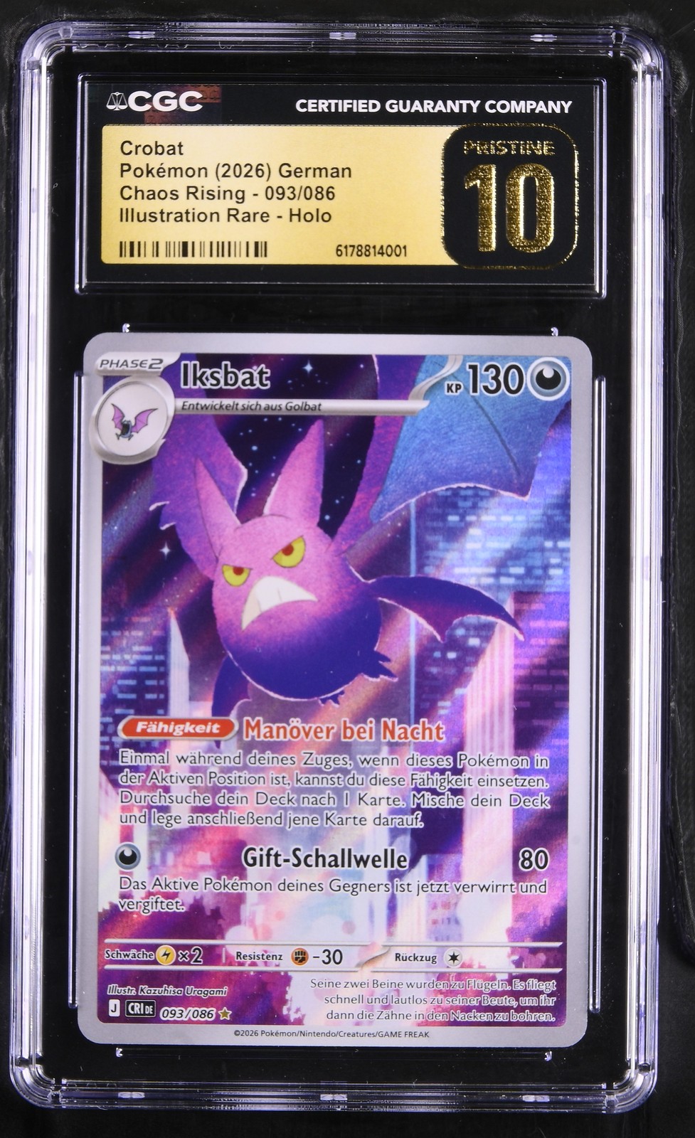 Pokemon Crobat CGC Pristine 10 Chaos Rising DE