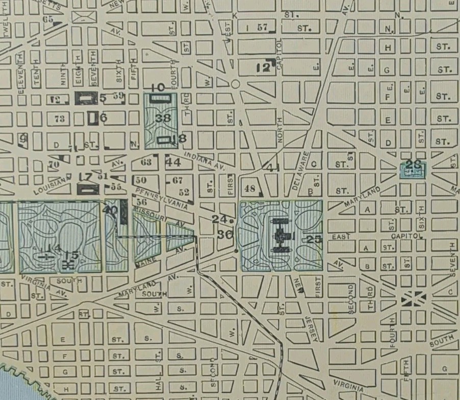 Vintage 1893 WASHINGTON DC Map 14