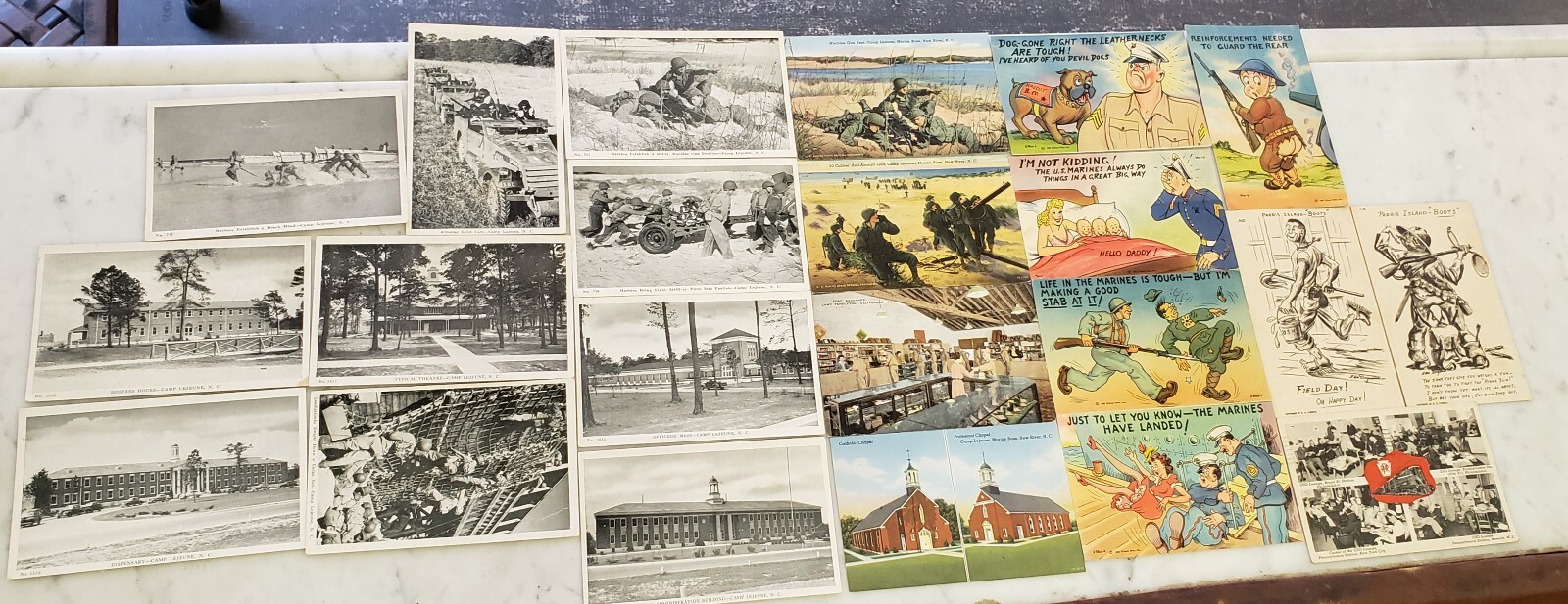 Named Identified WW2 WWII US Marine Postcard Lot Wounded WIA 1944 Camp Lejeune