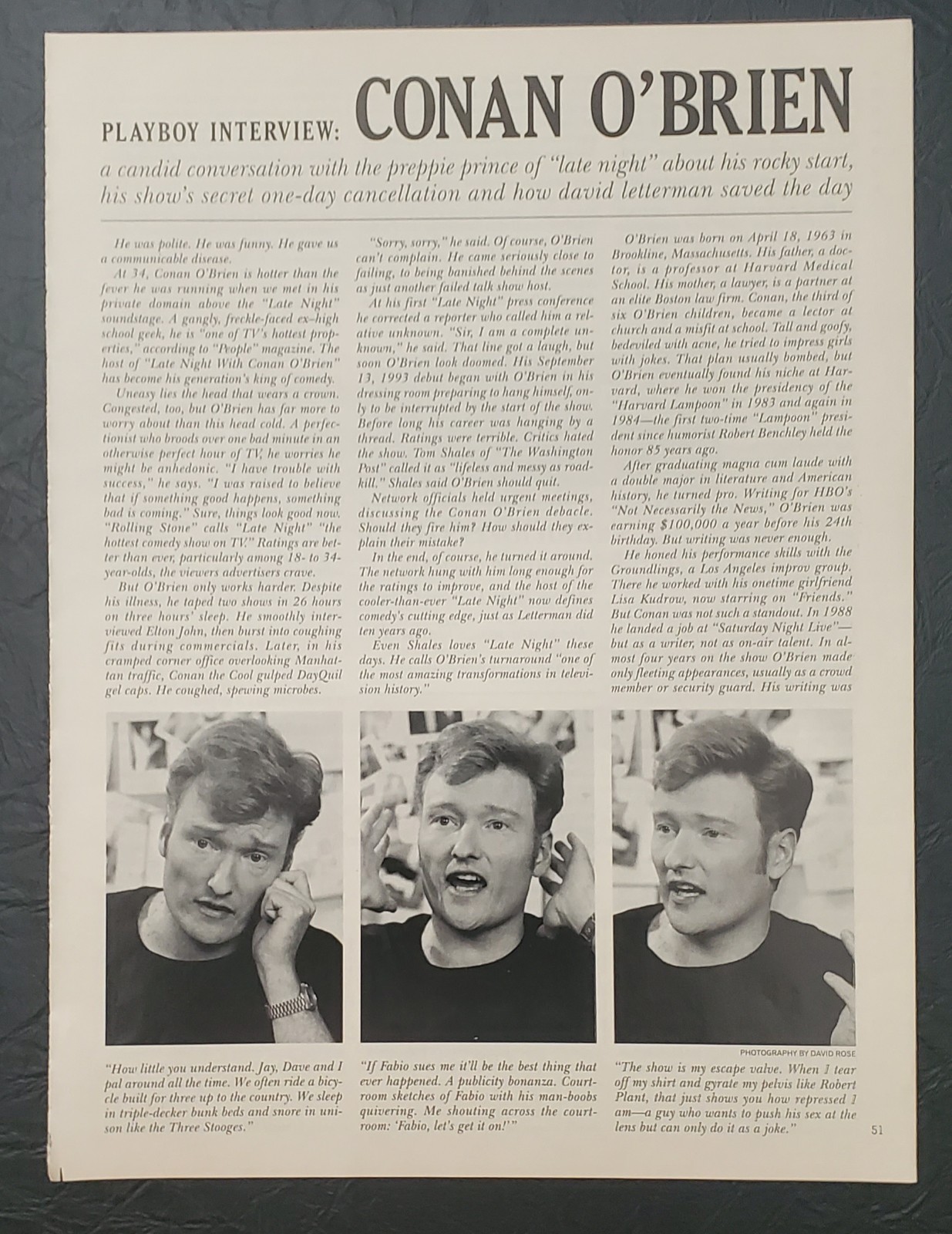 Playboy INTERVIEW -  Late Night Host CONAN O'BRIEN      February, 1998