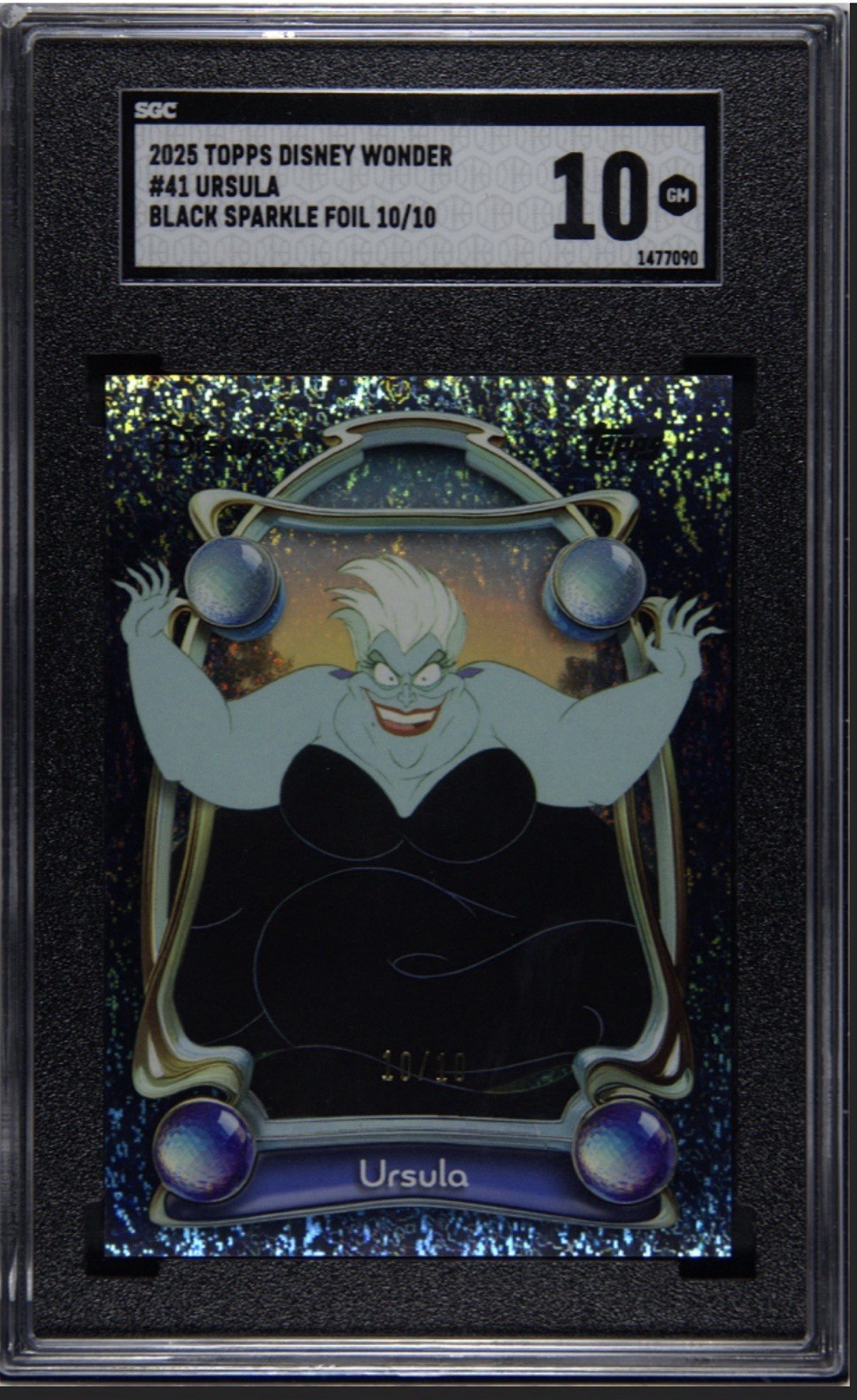 2025 Topps Disney Wonder #41 Ursula Black Sparkle Foil 10/10 SGC 10 GM