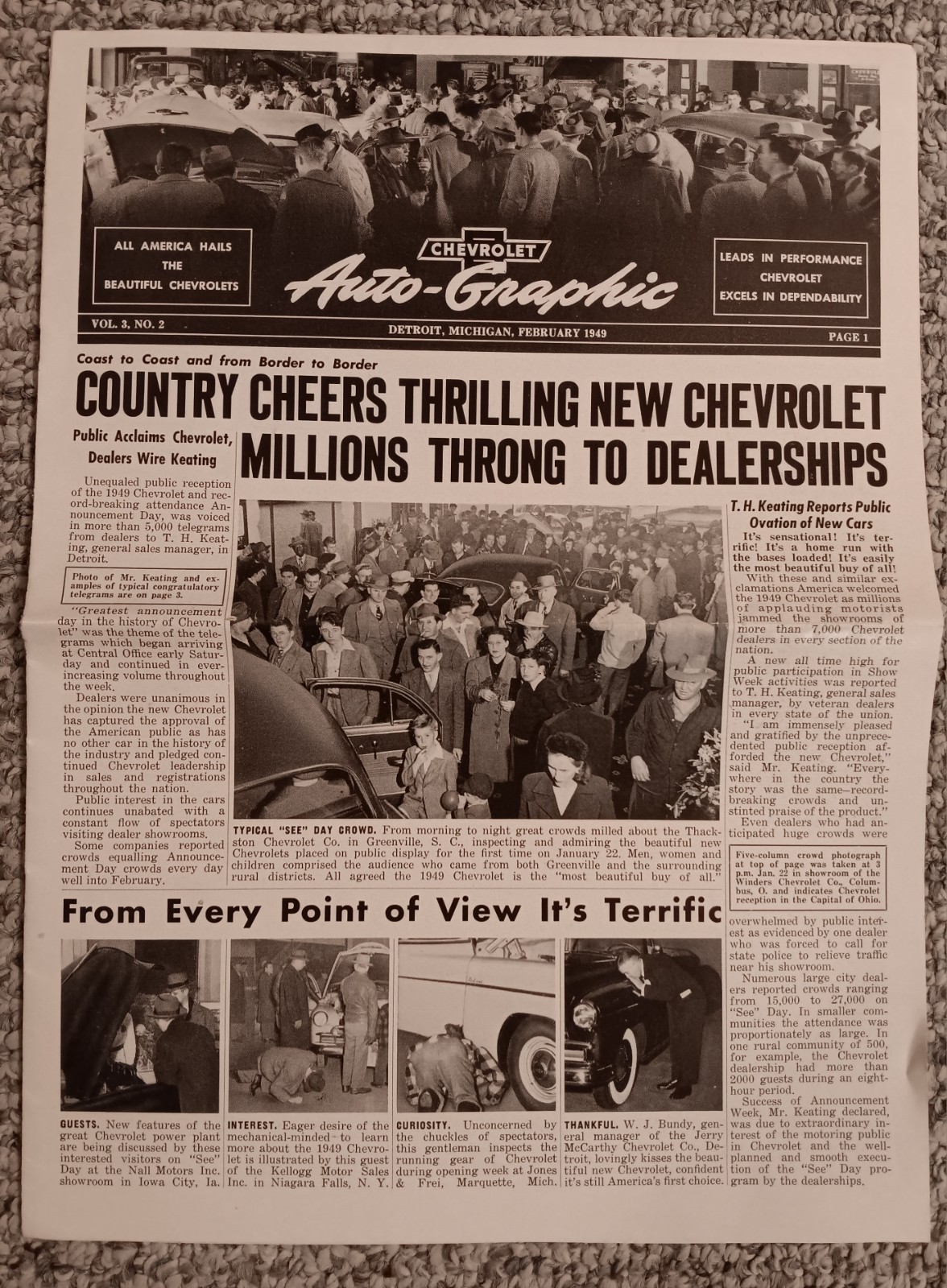 Rare Vintage Feb 1949 Chevrolet Auto Graphic Service News Vol 3 No 2 Detroit MI