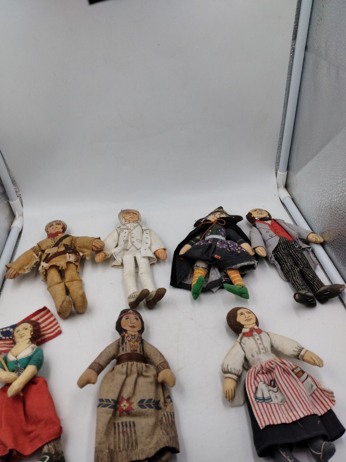 Vintage Hallmark Famous Americans Lot of 7 Collectible Cloth Dolls 1970s Witch +