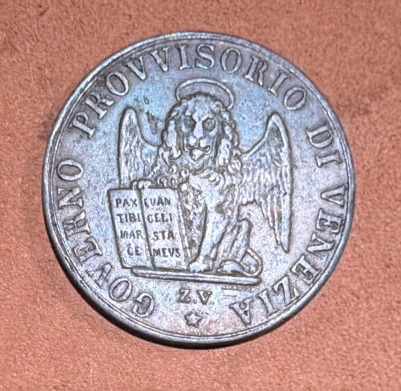 1849-Zv ITALY Venice 5 Centesimi Copper Coin-23.5MM-KM#809