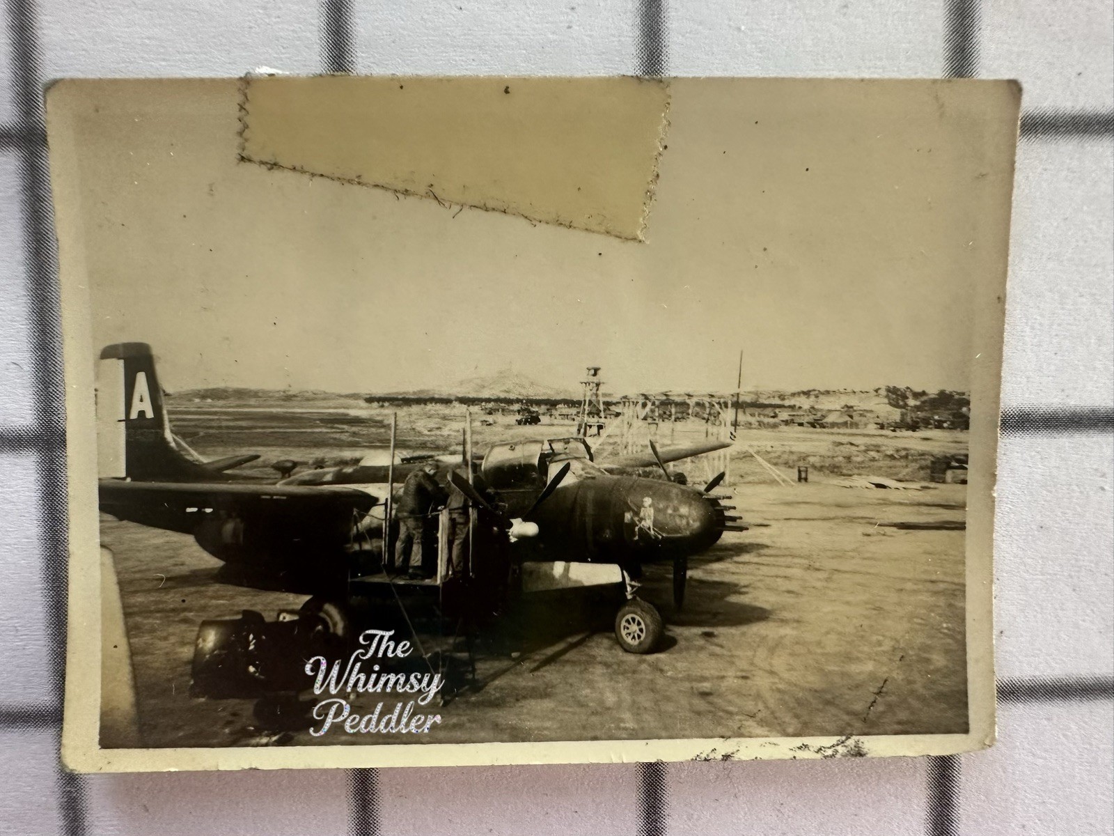 WWII Lockheed P-38 Lightning Fighter Nose Art Ground Crew Original Photo