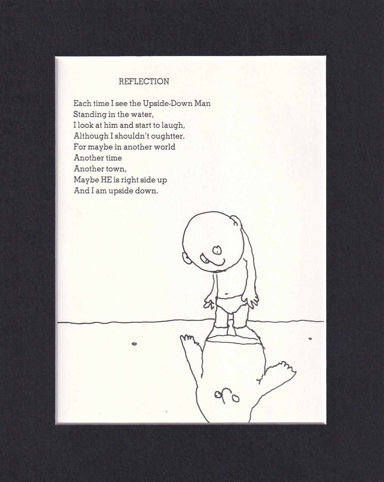 8X10 Matted Print Art Picture Shel Silverstein: Reflection