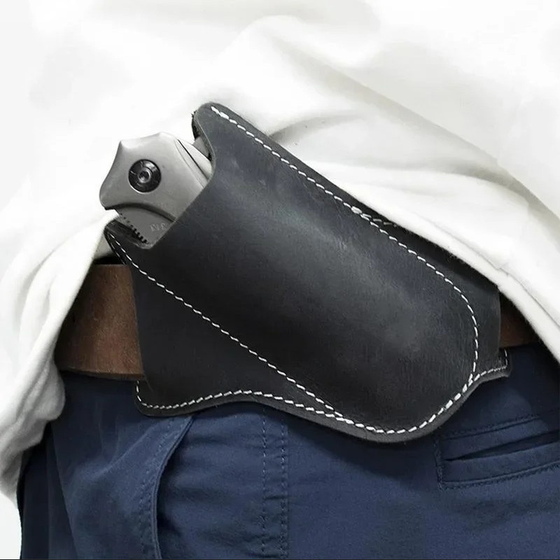 1pc PU Leather Pocket Knife Sheath Belt Clip Holder Camping Storage Pouch Case