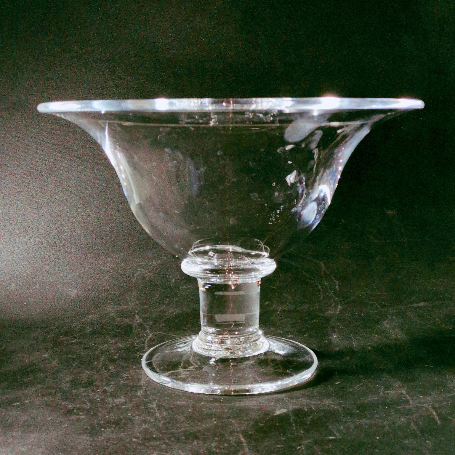 SIMON PEARCE HARTLAND FOOTED BOWL, Hand Blown Glass, 9 3/4