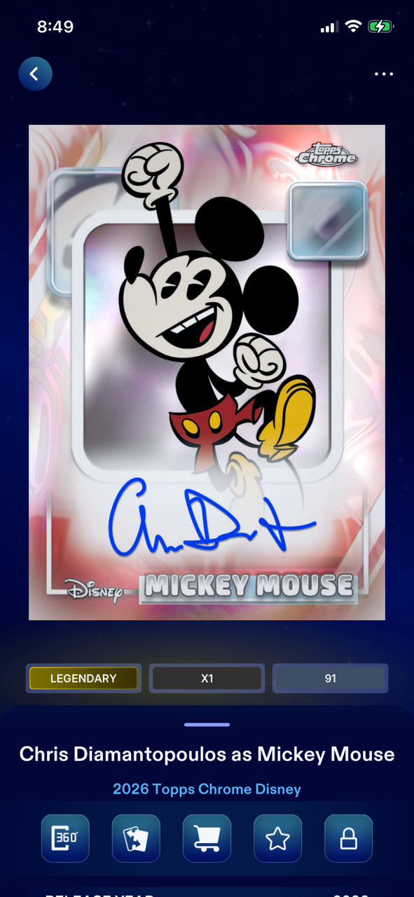 2026 Topps Disney Collect Legendary Chrome Signature MICKEY MOUSE Diamantopoulos