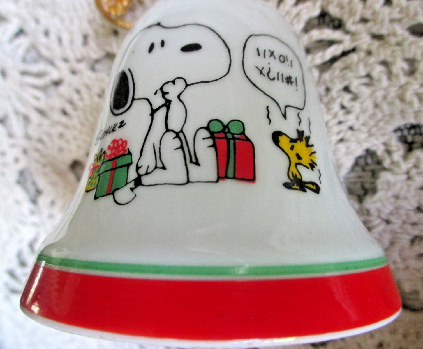Vintage 1960’s Peanuts Snoopy & Woodstock Ceramic Bell Ornament