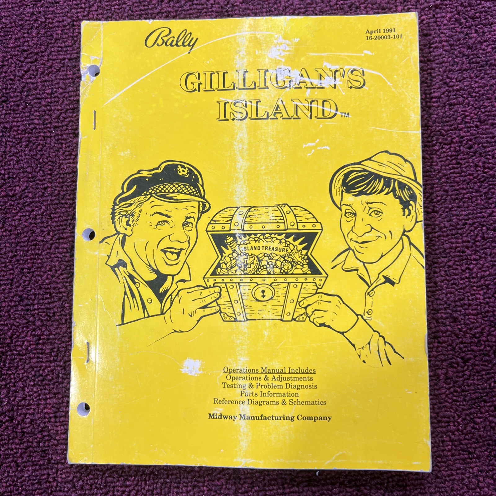 Vintage Original 1991 Bally Gilligan\'s Island Operations Manual Pinball