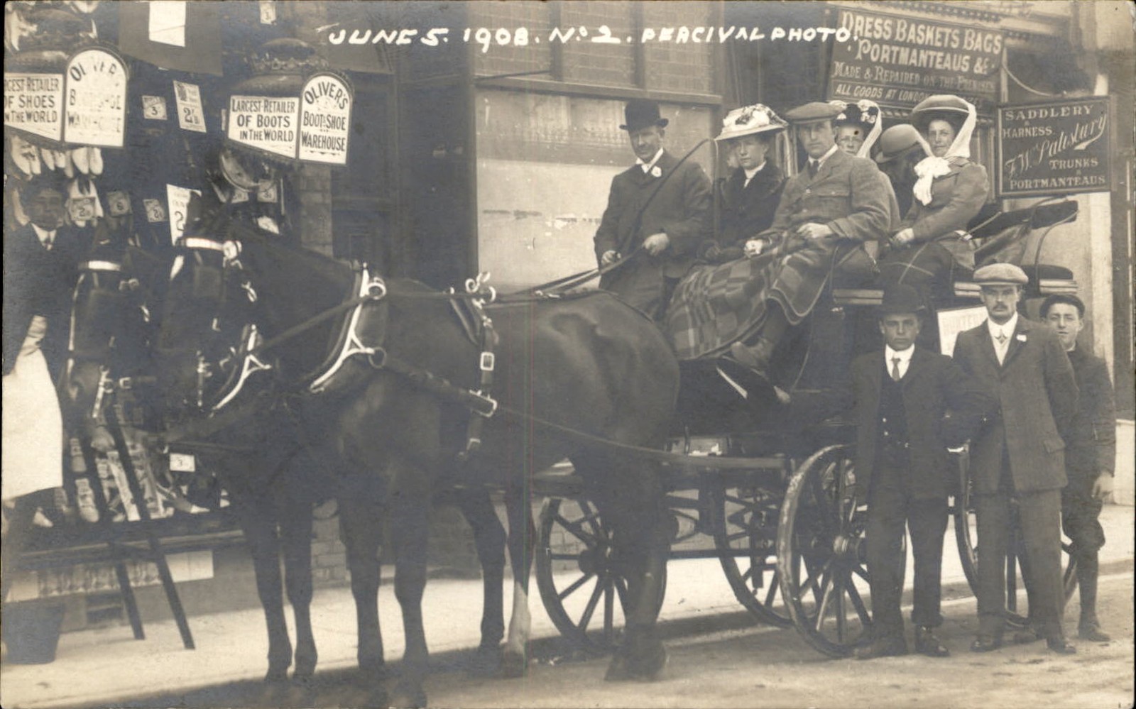 Publ in Ilfracombe Horse-drawn carriage c1900s-10s Real Photo Postcard bhn