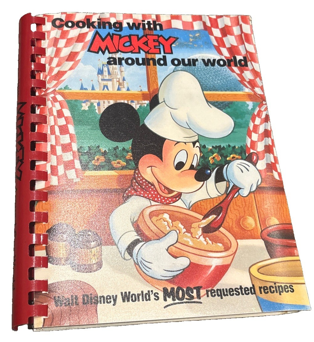 Vintage 1986 Cooking with Mickey Around Our World Walt Disney Cookbook VG