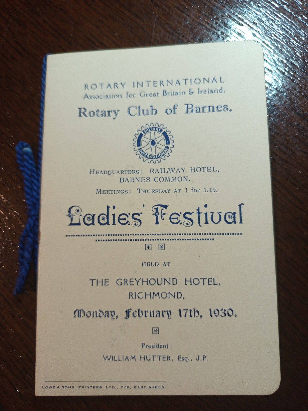 1930 Ladies Festival Rotary Club of Barnes  Freemasonry  masonic/907