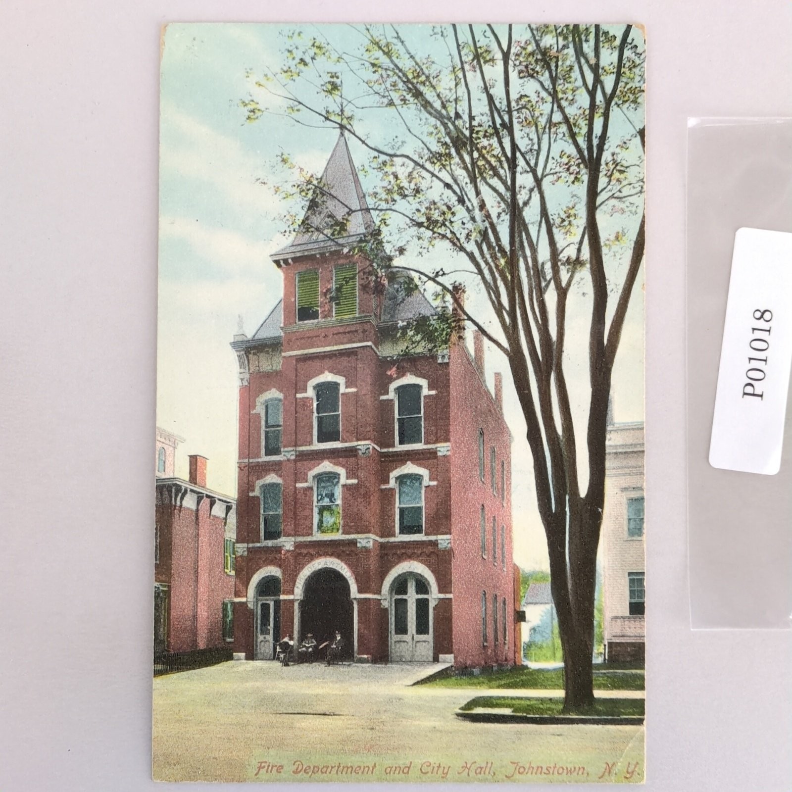 Fire Department & City Hall Johnstown New York 1909 Postcard Antique NY PC