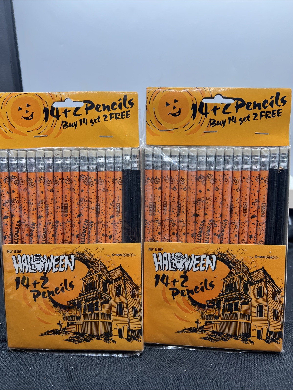 Vintage 90’s Halloween Pencil Lot Of New Unused Orange Black Ghost ADI 32 NIP
